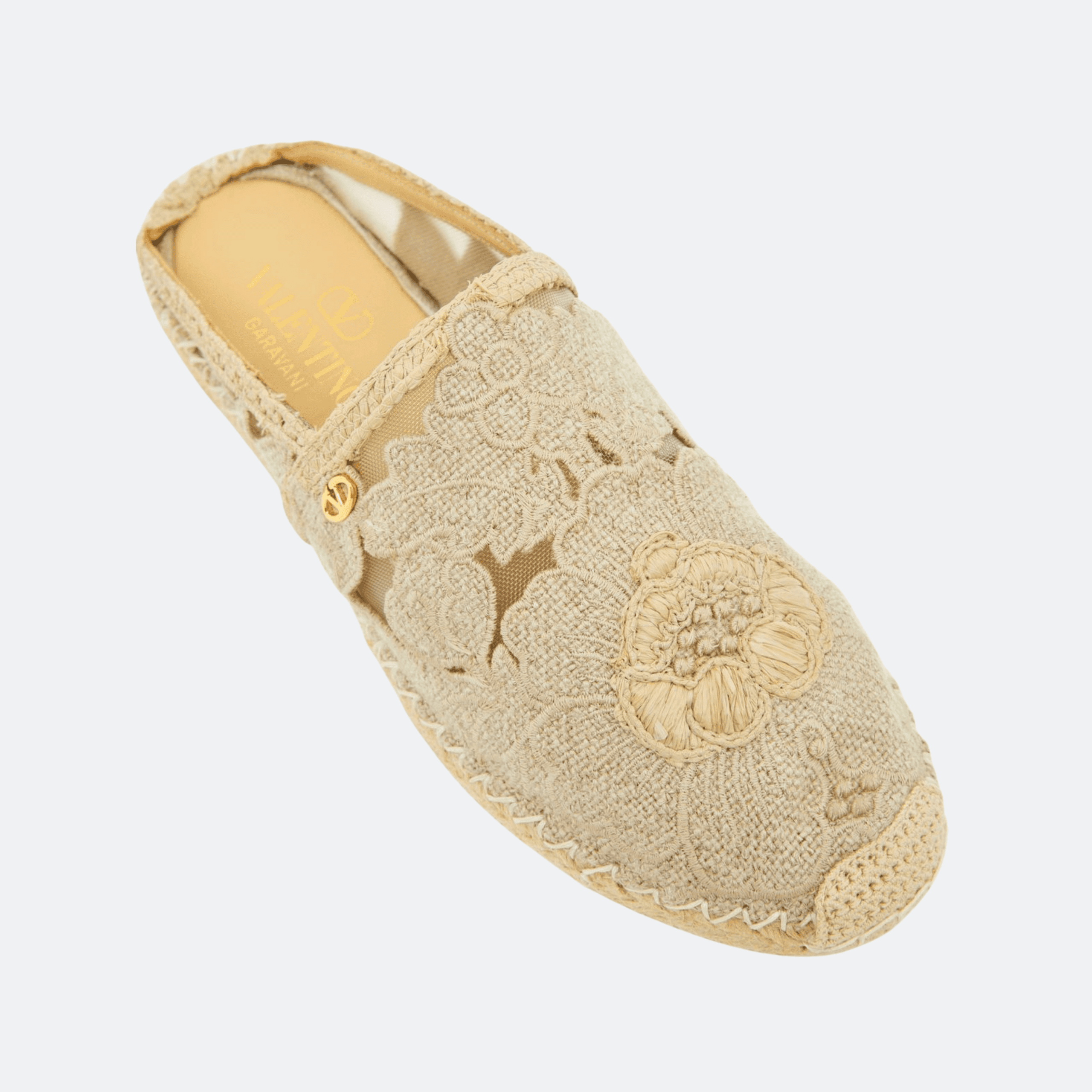 Valentino Garavani Floral Lace Embroidered Espadrille Slippers For Women - Cream alternate