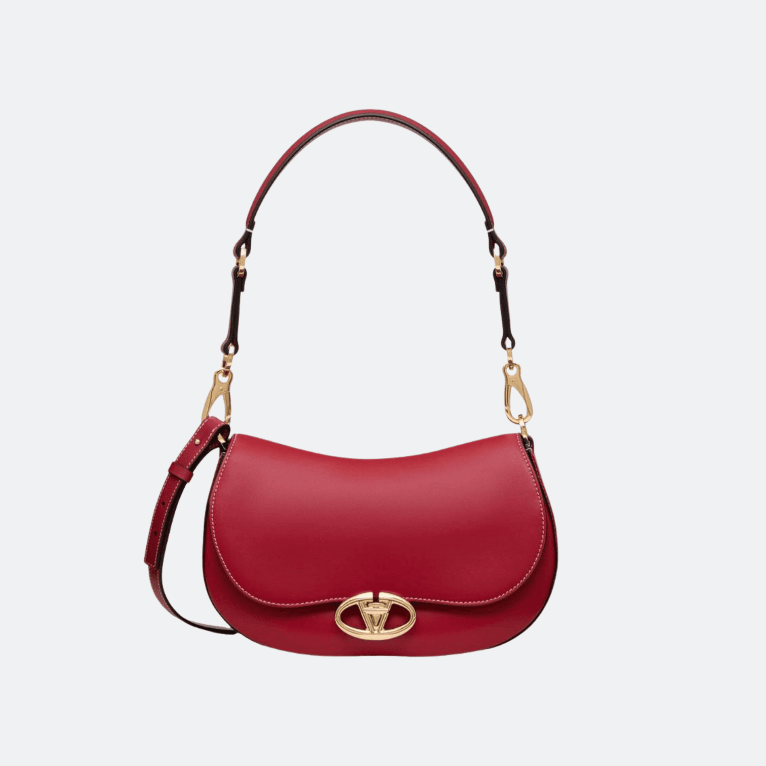 Valentino Garavani OhVal Small Leather Shoulder Bag for Women - Red