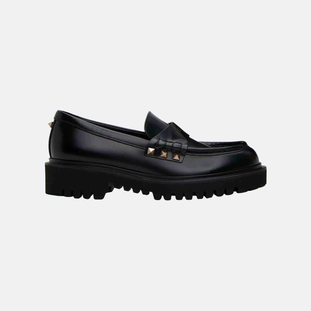 Valentino Garavani Rockstud Black Leather Loafers