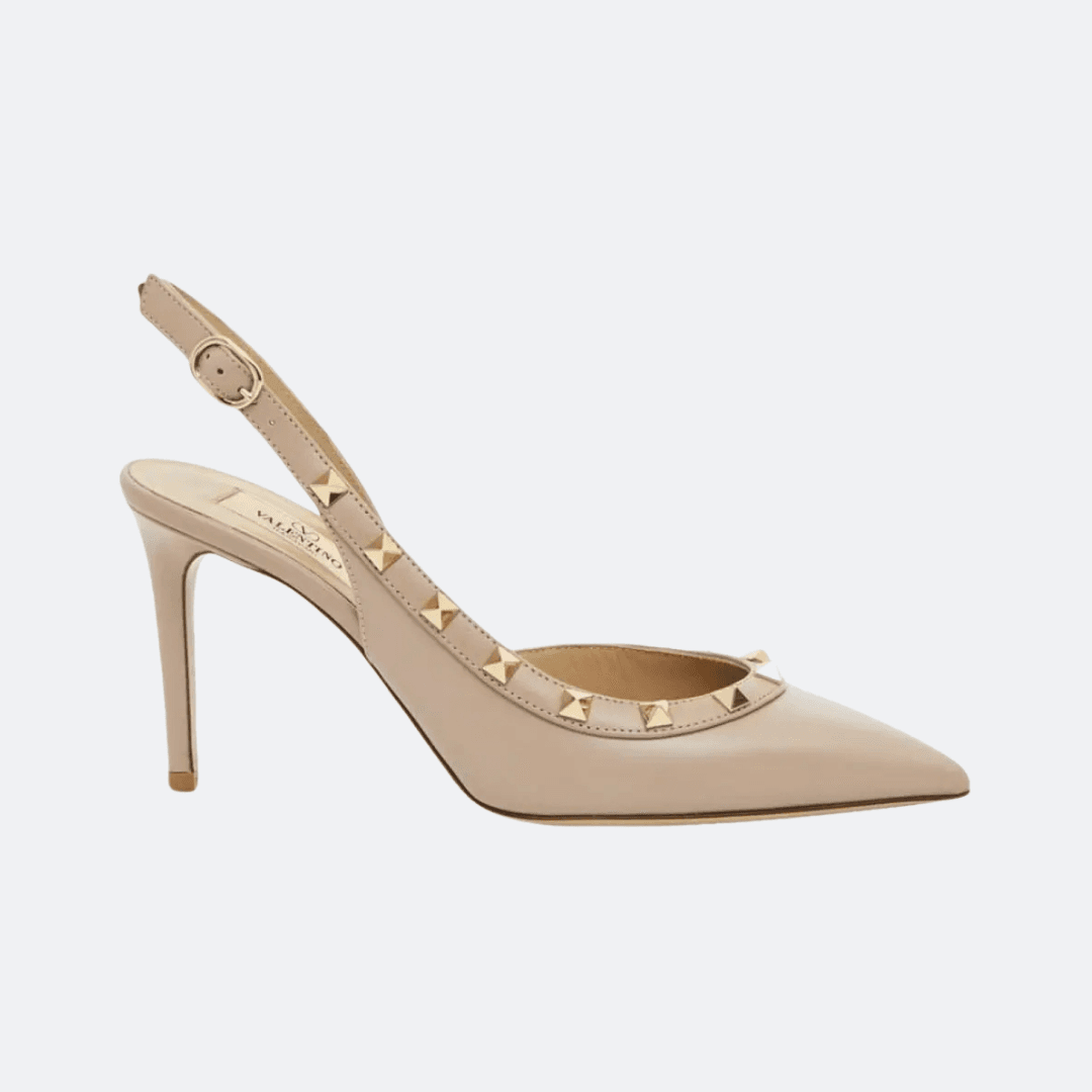 Valentino Garavani Rockstud Slingback Calfskin Pumps
