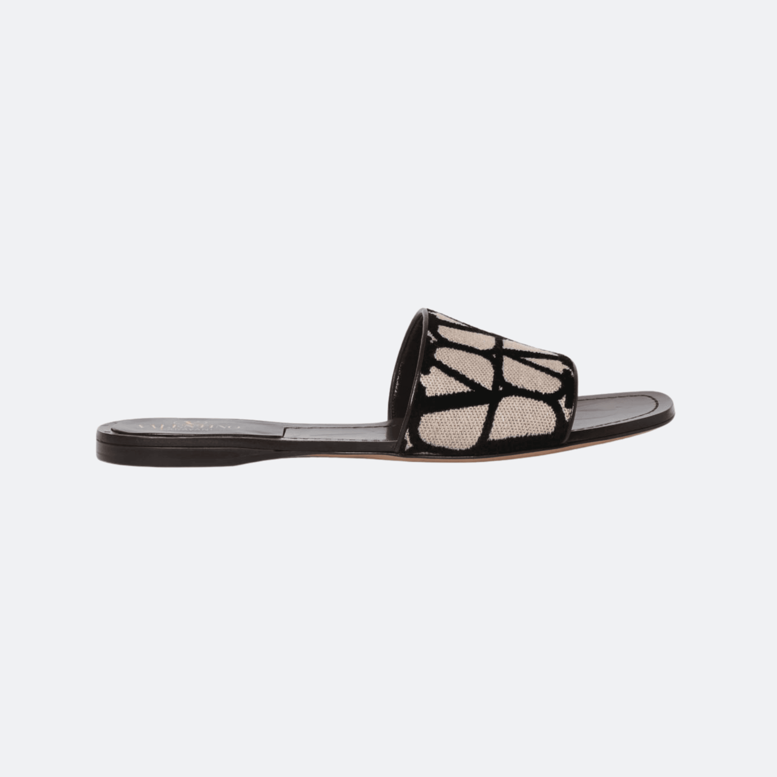 Valentino Garavani Toile Iconographe Slide Sandals for Women - Black/Ivory