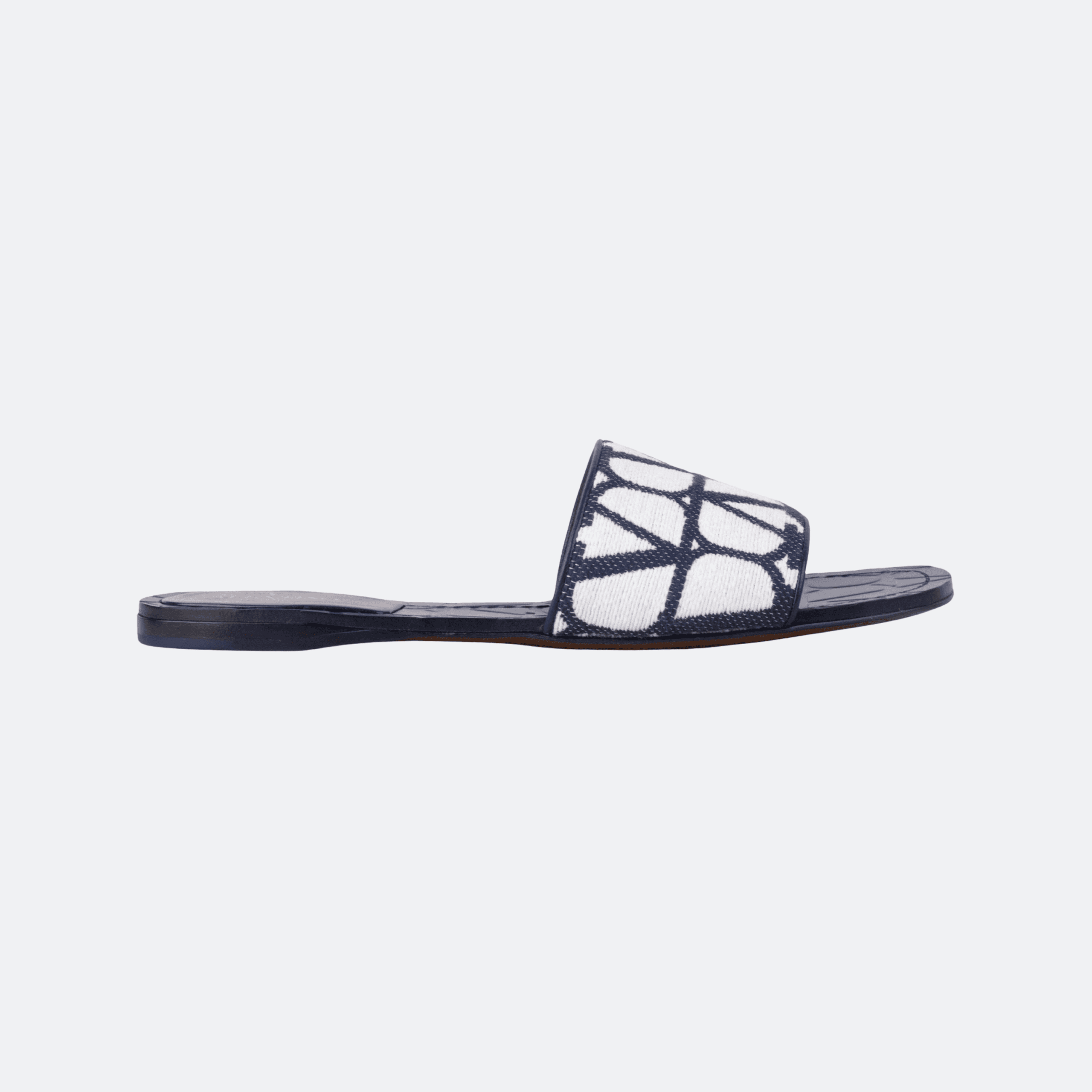 Valentino Garavani Toile Iconographe Slide Sandals for Women - Navy/White
