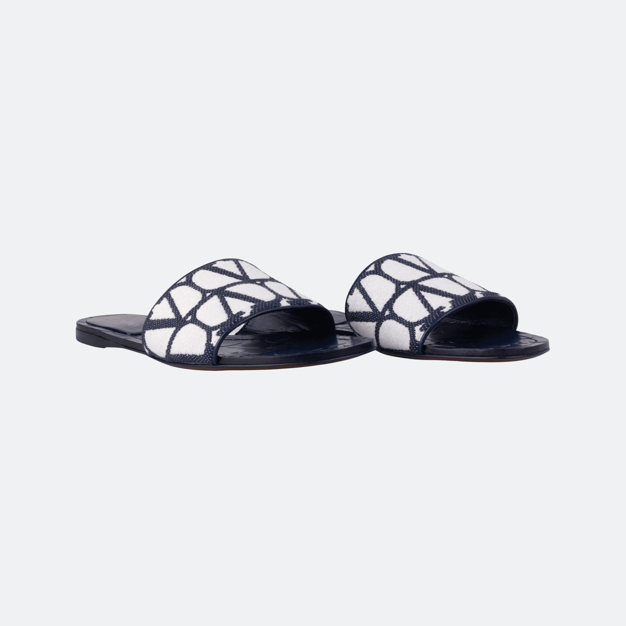 Valentino Garavani Toile Iconographe Slide Sandals for Women - Navy/White alternate