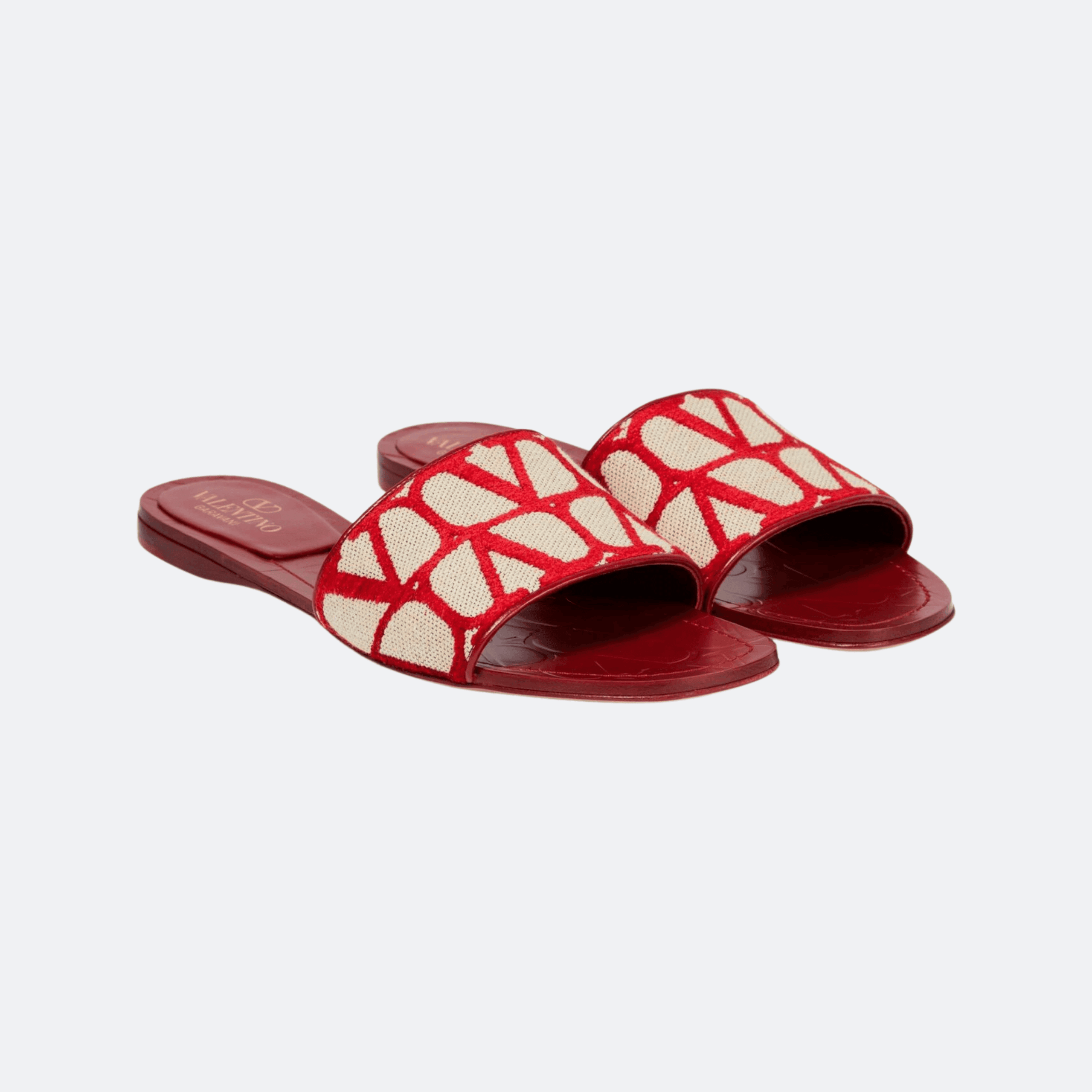 Valentino Garavani Toile Iconographe Slide Sandals for Women - Red/Ivory alternate