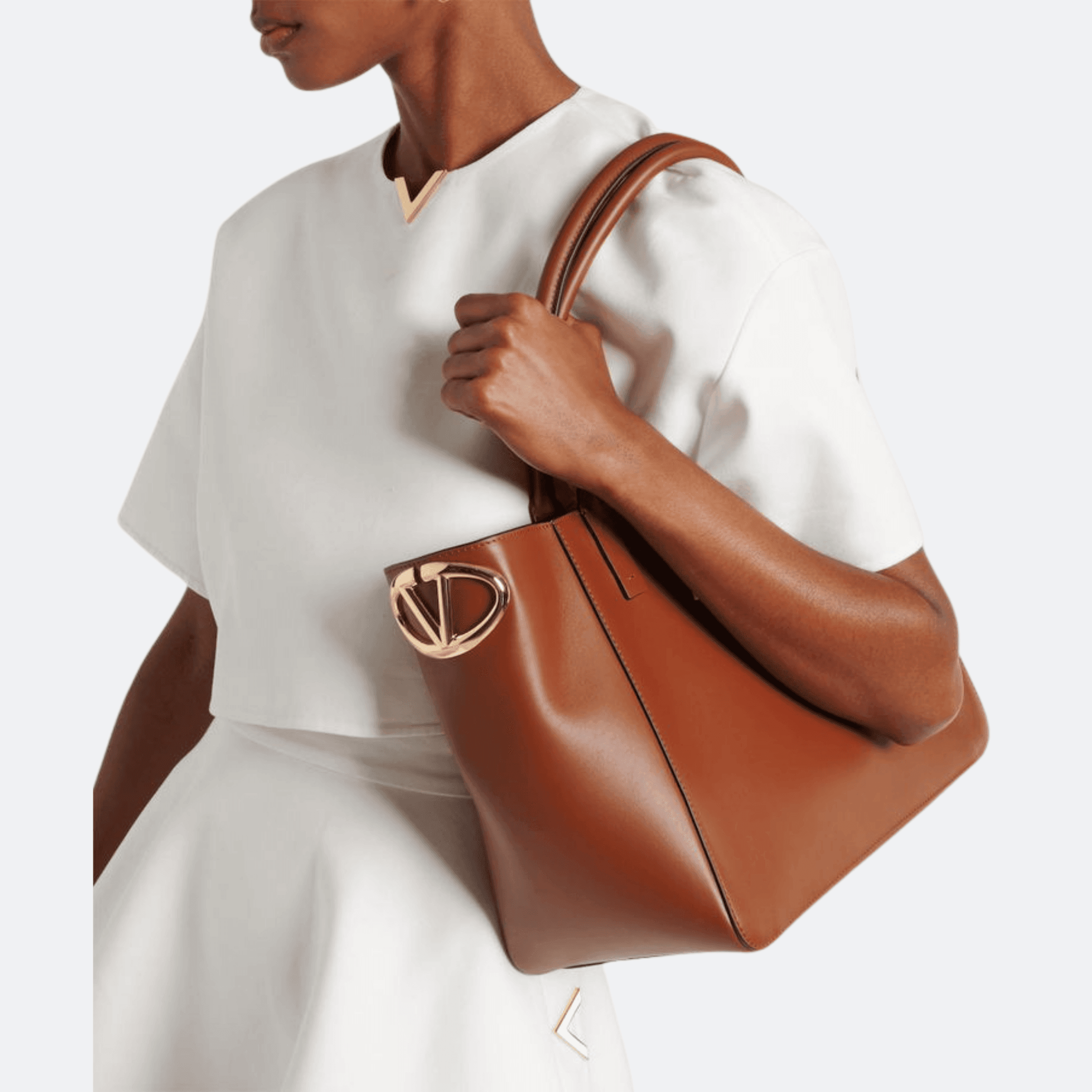 Valentino Garavani V Logo Side Leather Tote Bag alternate
