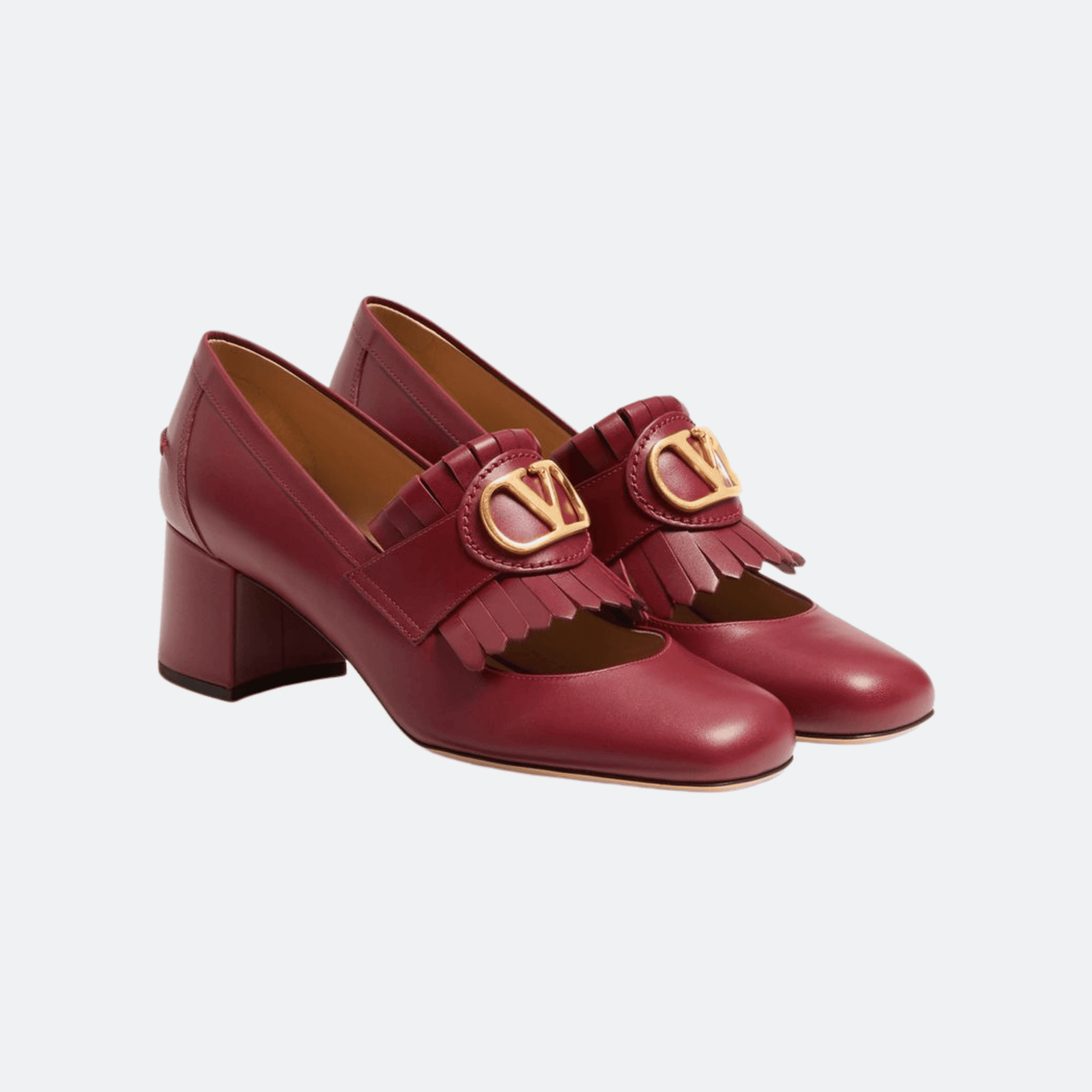 Valentino Garavani VLogo Signature Fringe Mary Jane Pump – Burgundy alternate