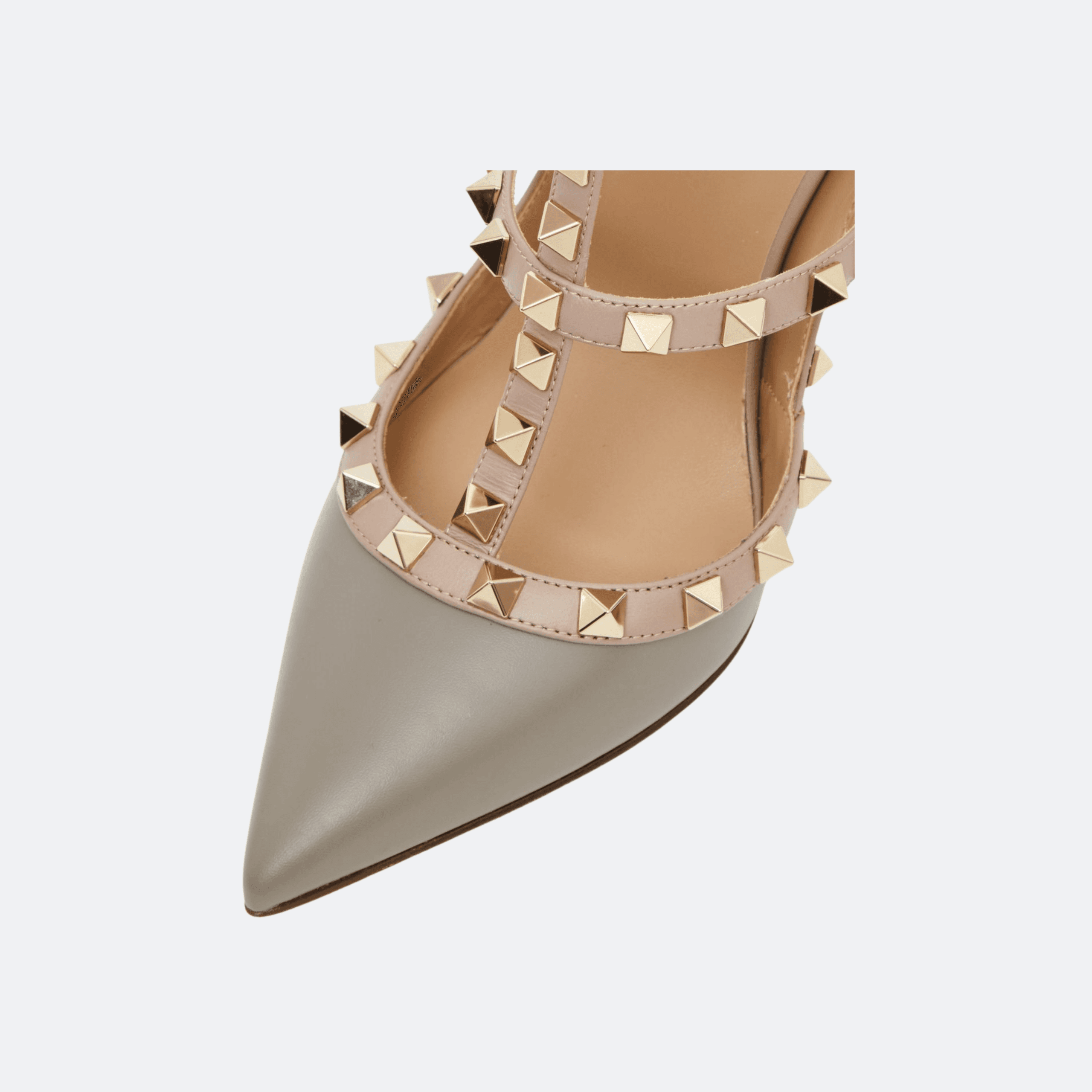 Valentino Rockstud Ankle Strap Leather Pumps - Taupe alternate