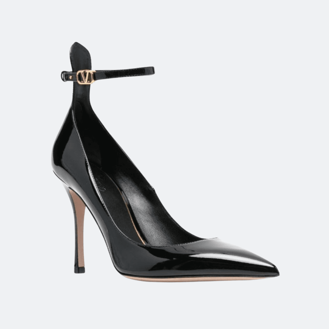 Valentino Tan-Go Black Patent Leather Pumps