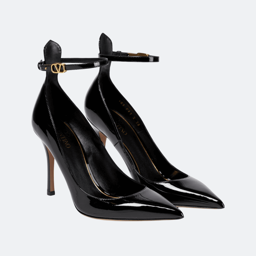 Valentino Tan-Go Black Patent Leather Pumps alternate