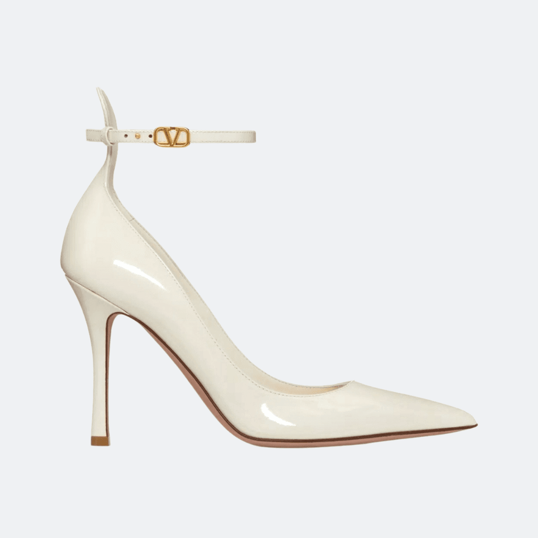 Valentino Tan-Go White Patent Leather Pumps