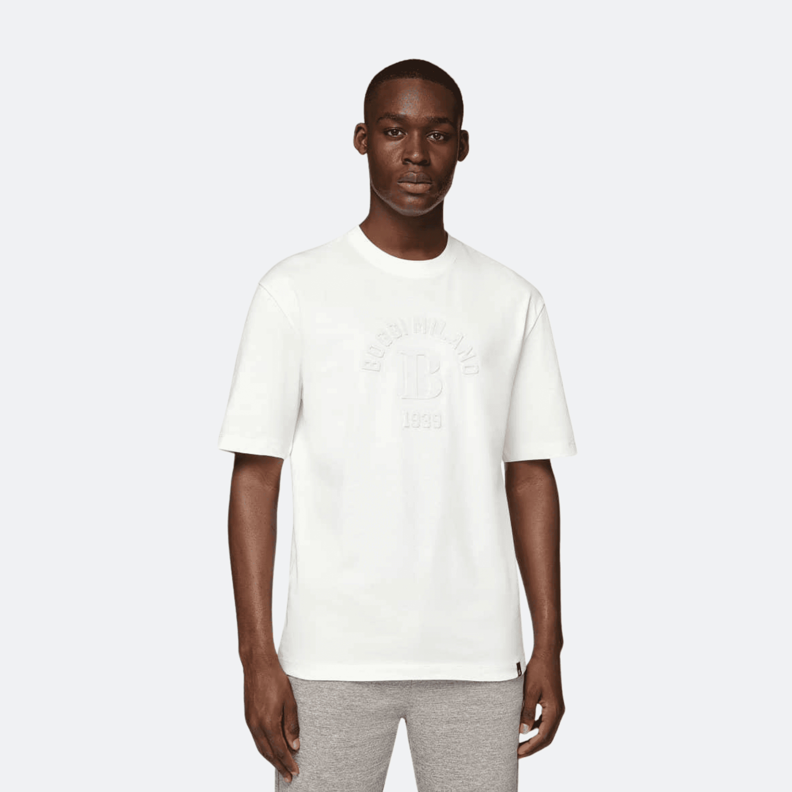 Boggi Milano Embossed Logo T-Shirt For Men - White alternate