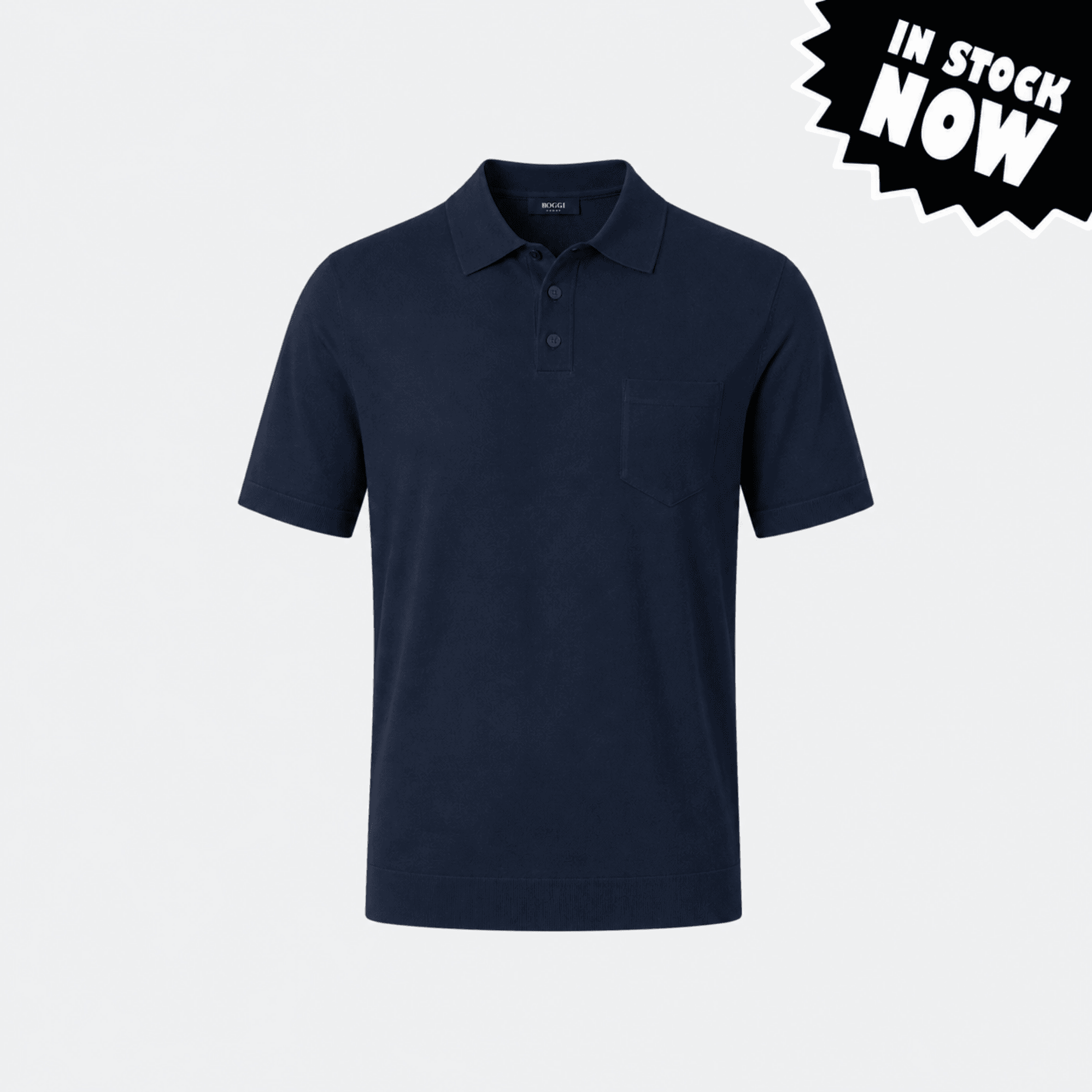 Boggi Milano Knitted Cotton Polo T-Shirt For Men - Navy Blue (M-XL in Stock)