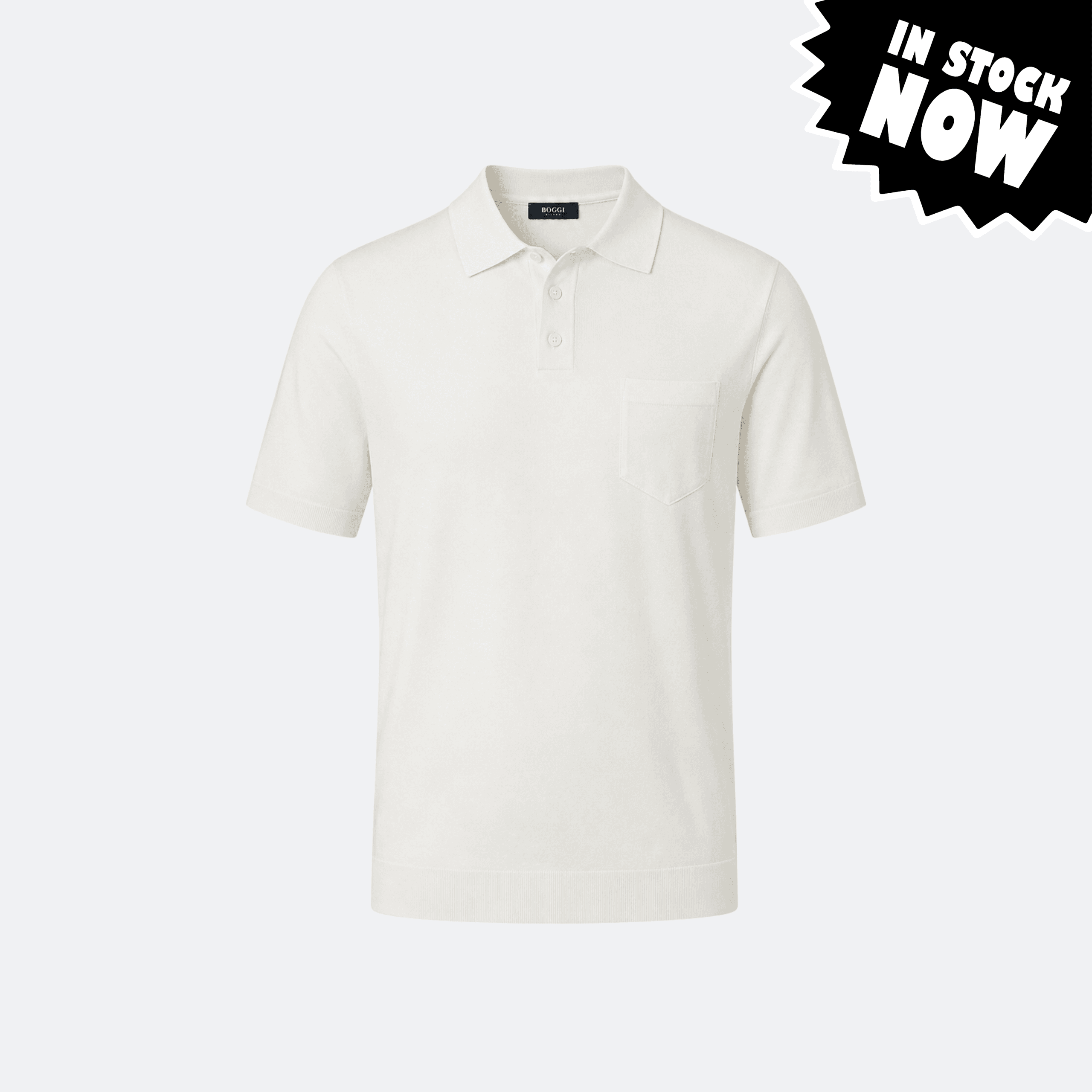 Boggi Milano Knitted Cotton Polo T-Shirt for Men - Off White (M,Lin Stock)