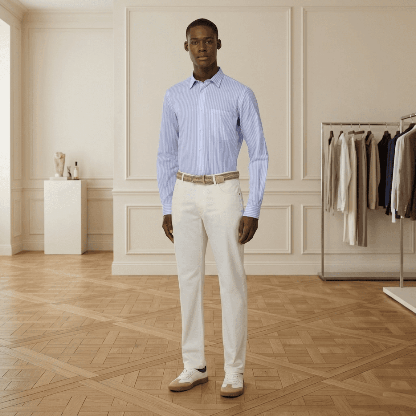 Boggi Milano Stretch Cotton/Tencel Jeans – White (L - In Stock) alternate