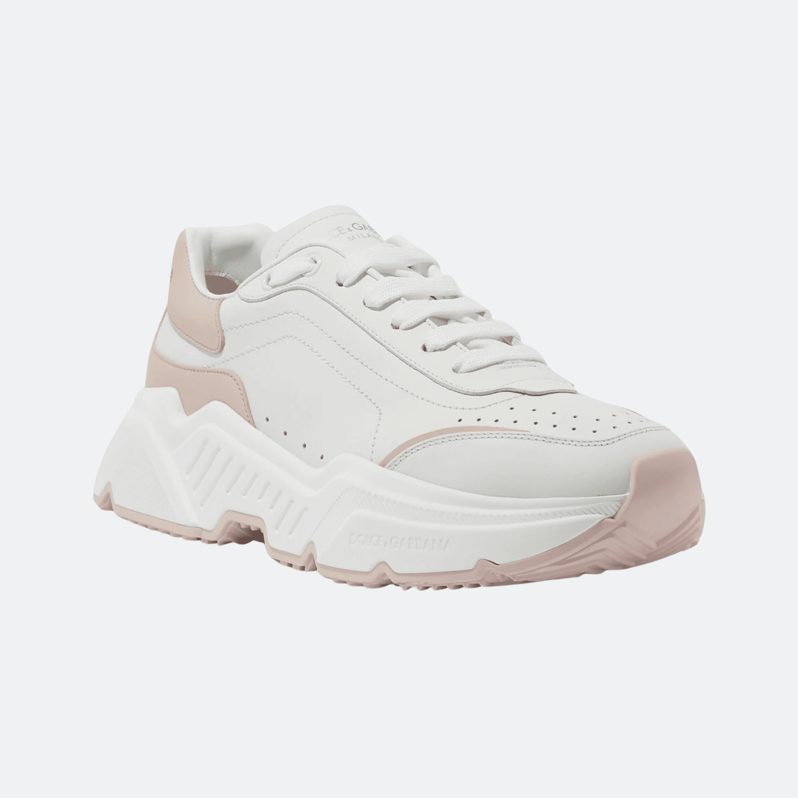 Dolce & Gabbana Daymaster Sneakers In Calfskin Nappa Leather For Women - White/Powder Pink alternate