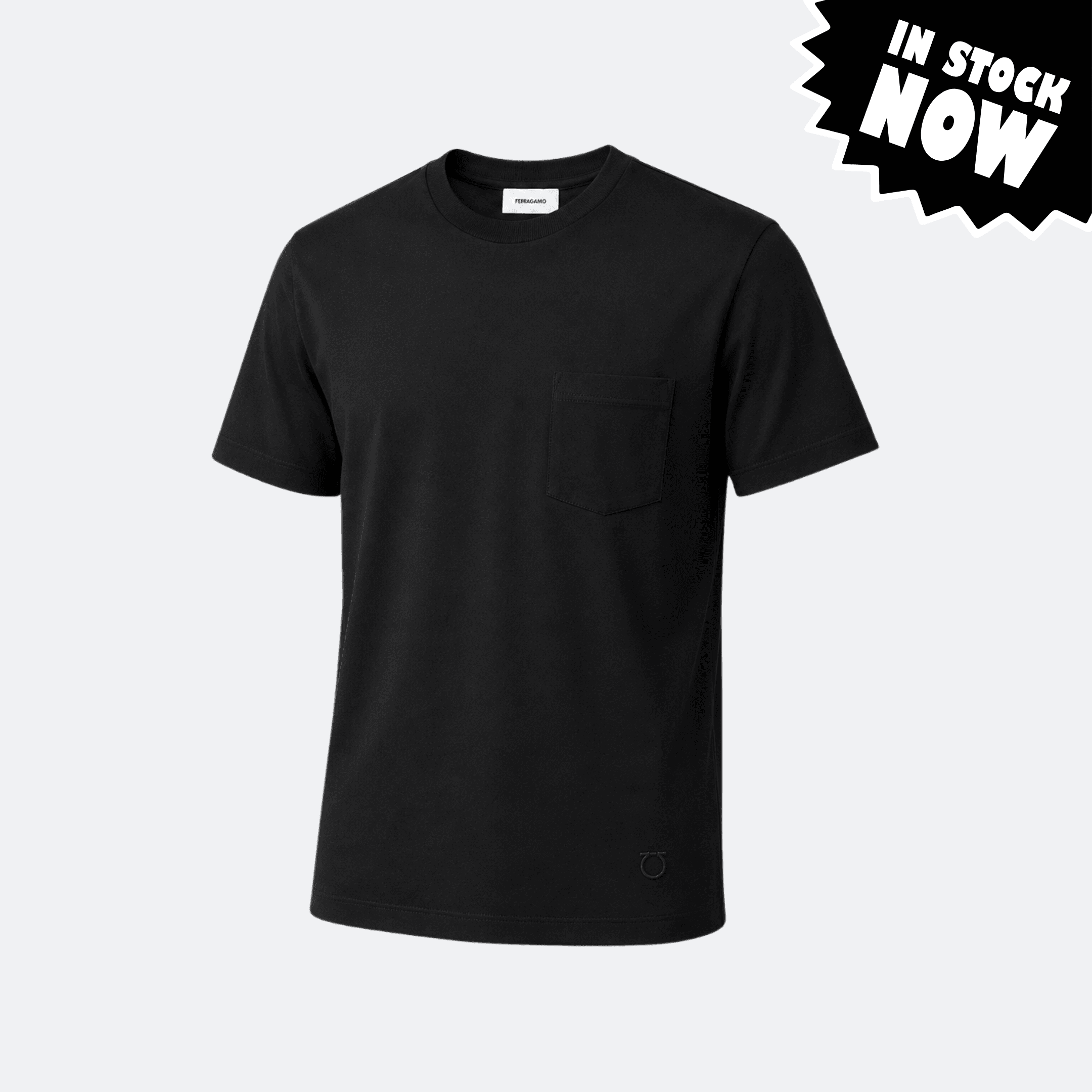 Ferragamo Cotton Jersey T-Shirt for Men with Chest Pocket - Black (XXL in Stock)