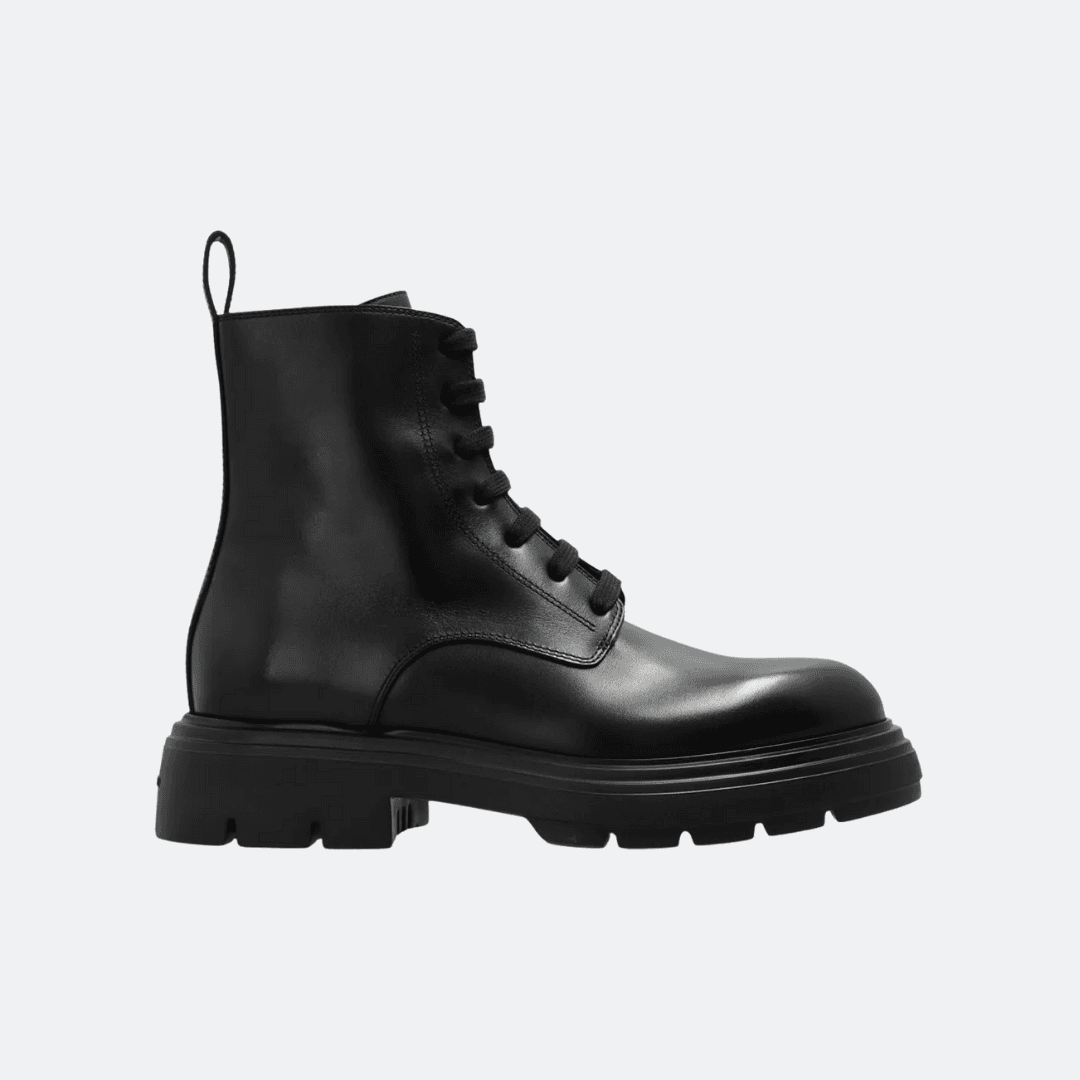 Ferragamo Dionne Black Leather Women Combat Boots