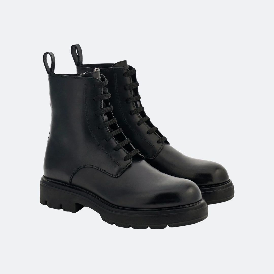 Ferragamo Dionne Black Leather Women Combat Boots alternate