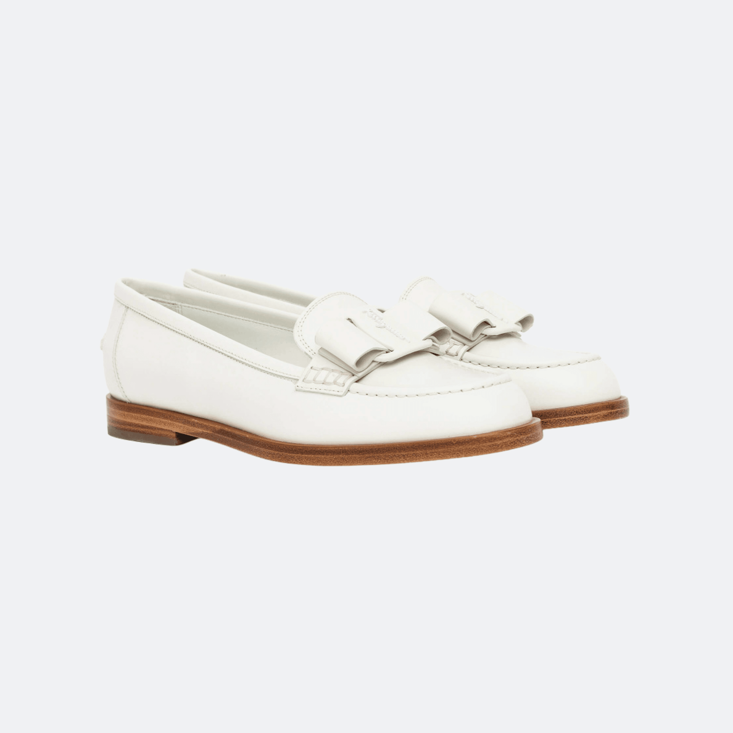 Ferragamo Vara Bow Leather Loafer for Women - White alternate
