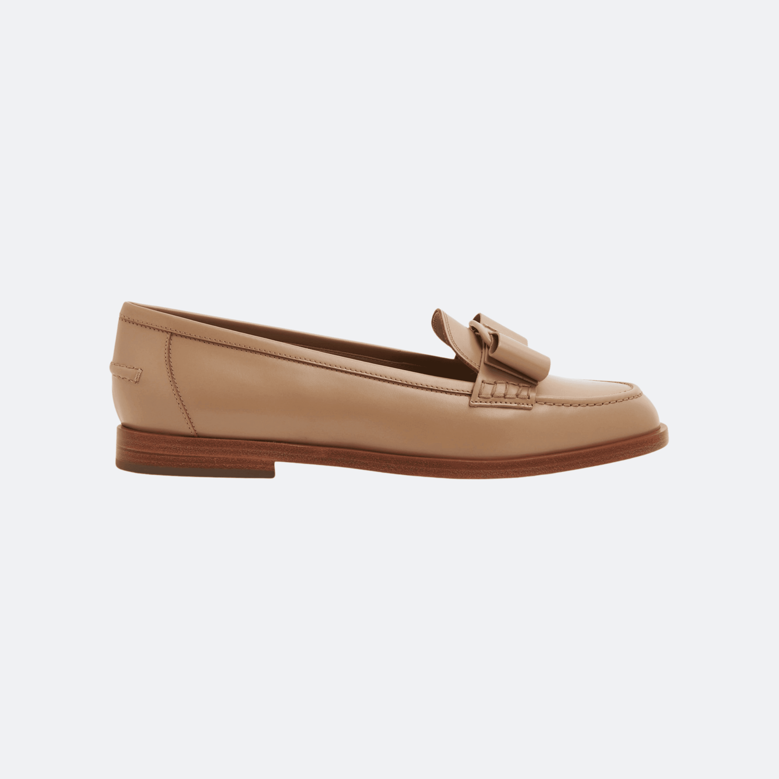 Ferragamo Vivaldo Bow-Embellished Loafers for Women - Beige