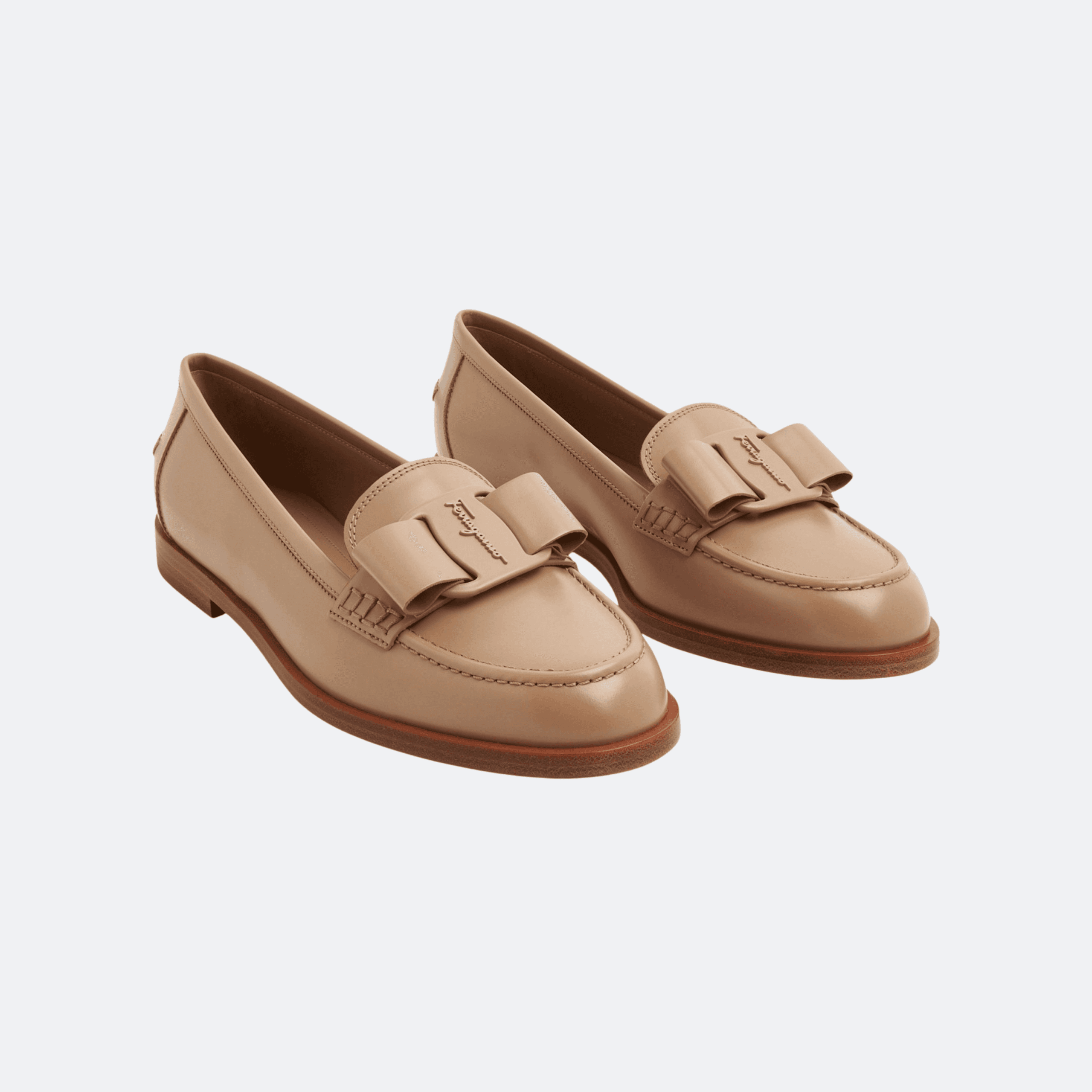 Ferragamo Vivaldo Bow-Embellished Loafers for Women - Beige alternate
