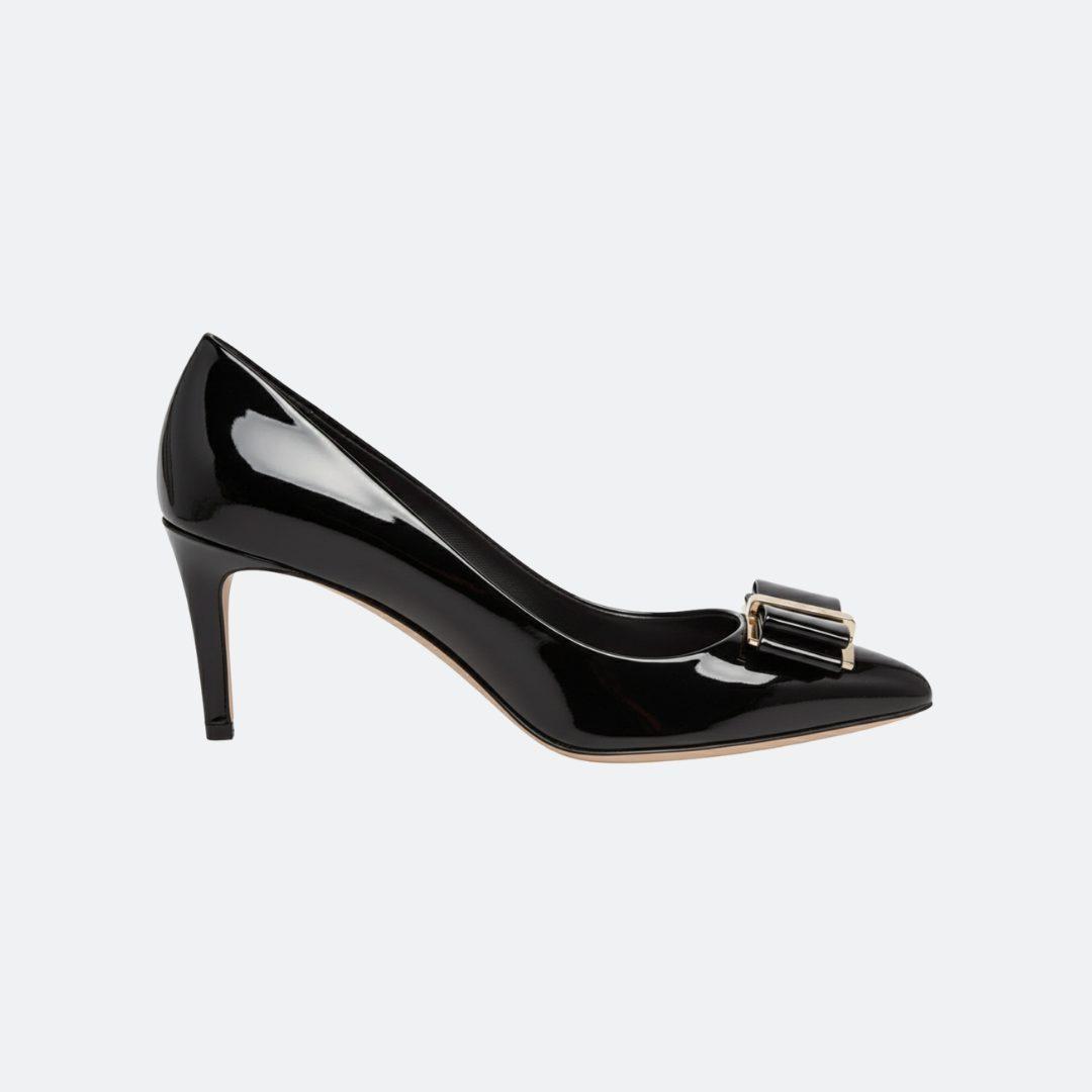 Ferragamo Zeri Black Patent Leather Heeled Pumps