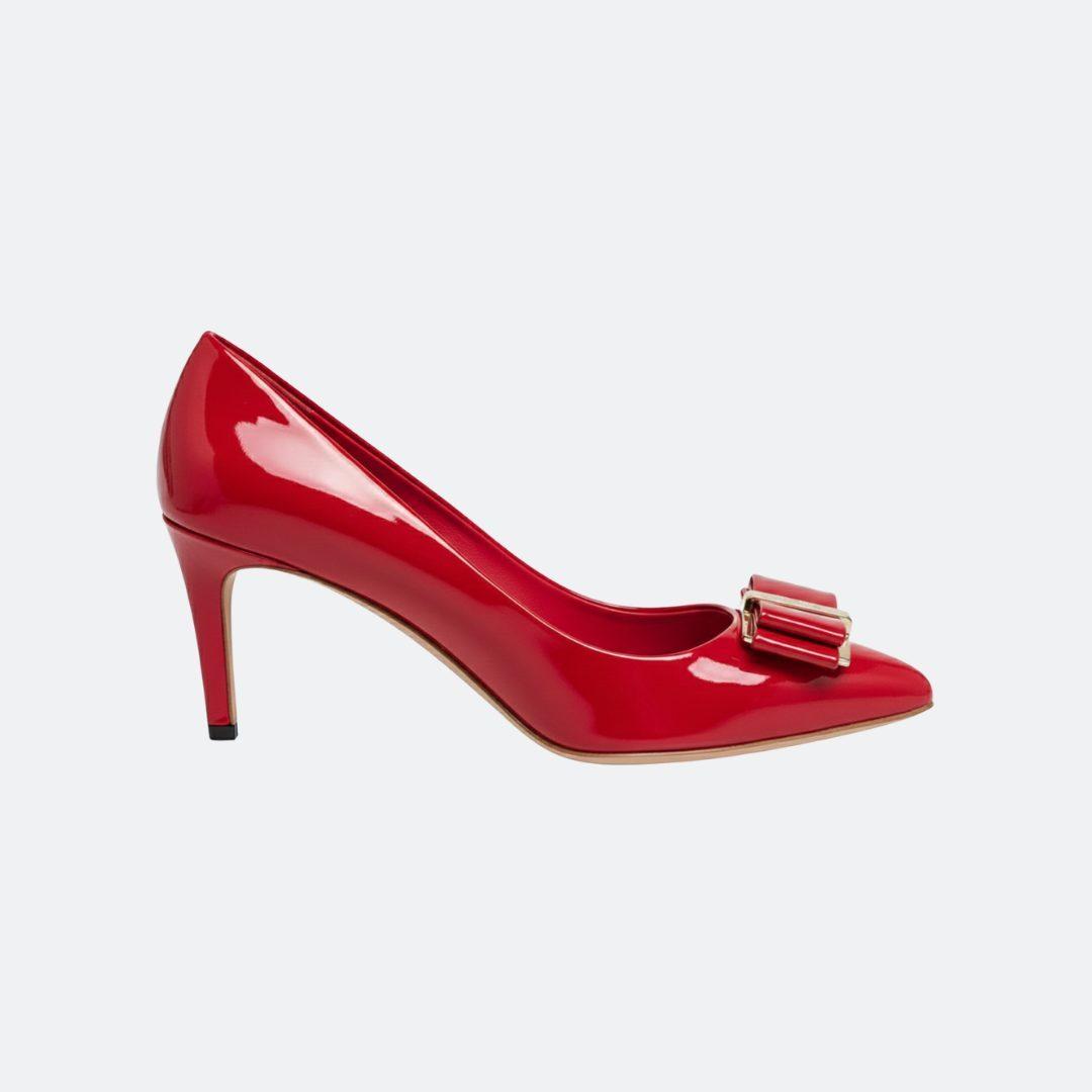 Ferragamo Zeri Red Patent Leather Heeled Pumps