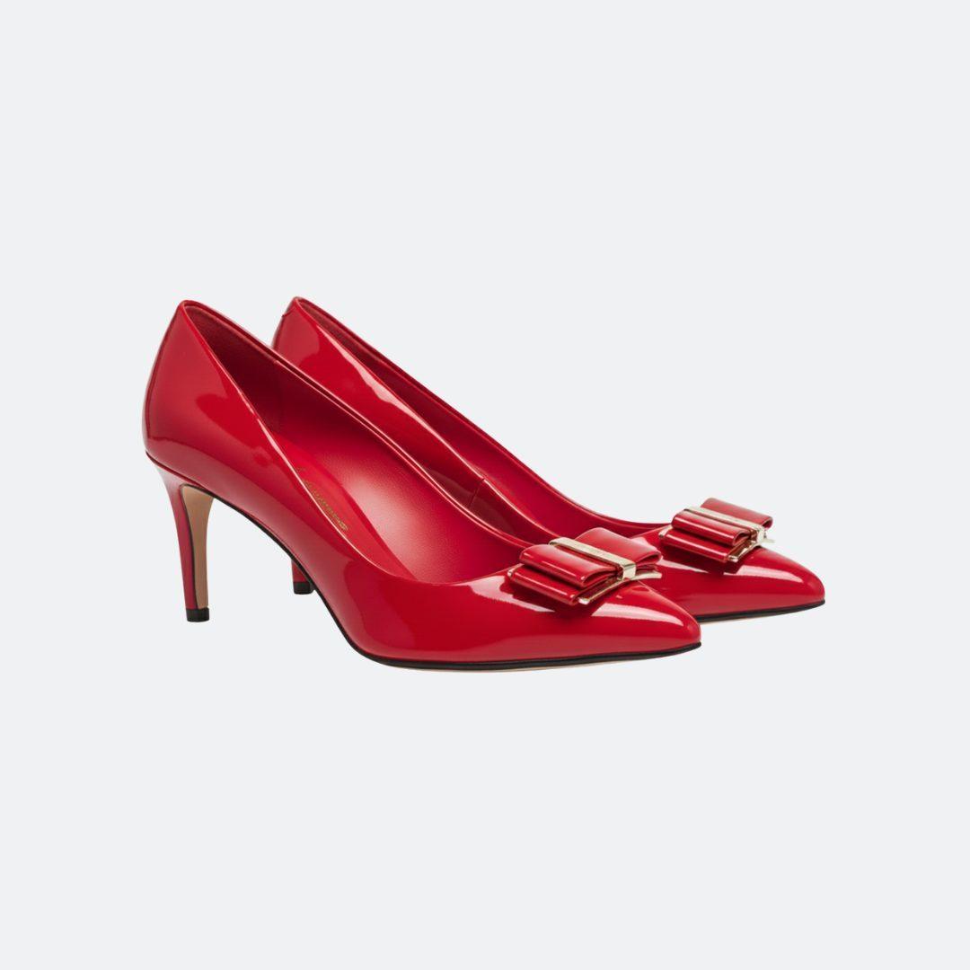 Ferragamo Zeri Red Patent Leather Heeled Pumps alternate