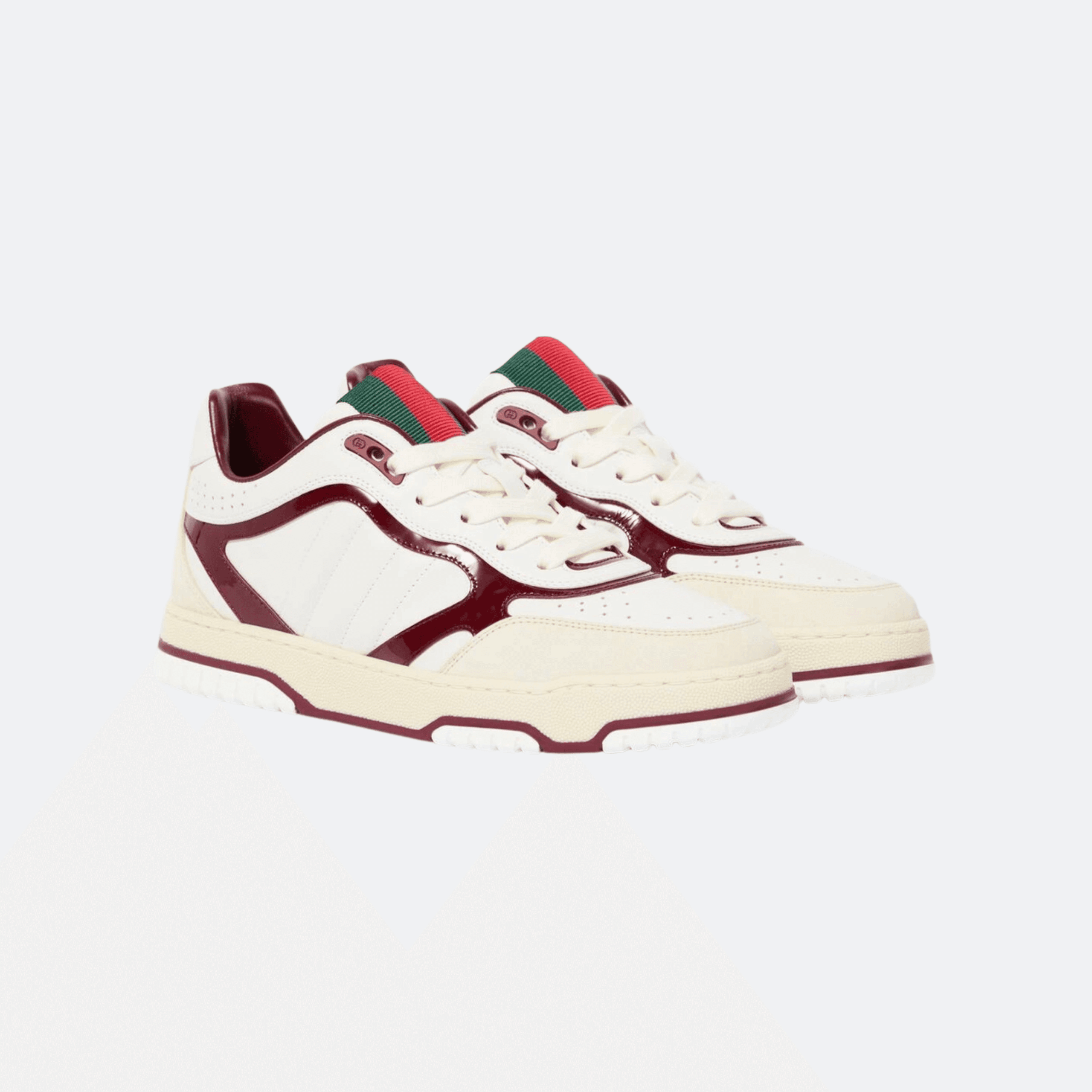 Gucci Re-Web Leather Sneaker for Women - White/Burgundy (37 in Stock) alternate