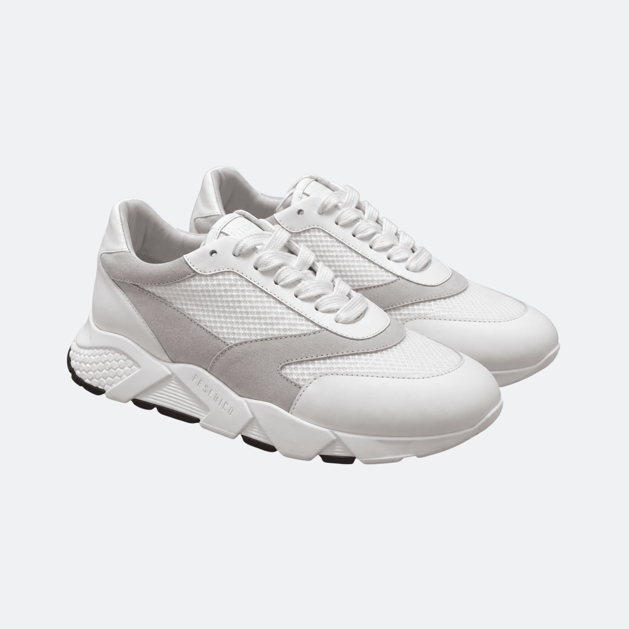 Peserico Active Multi-Material Sneakers With Mesh Panels And Chunky Sole - White/Beige alternate