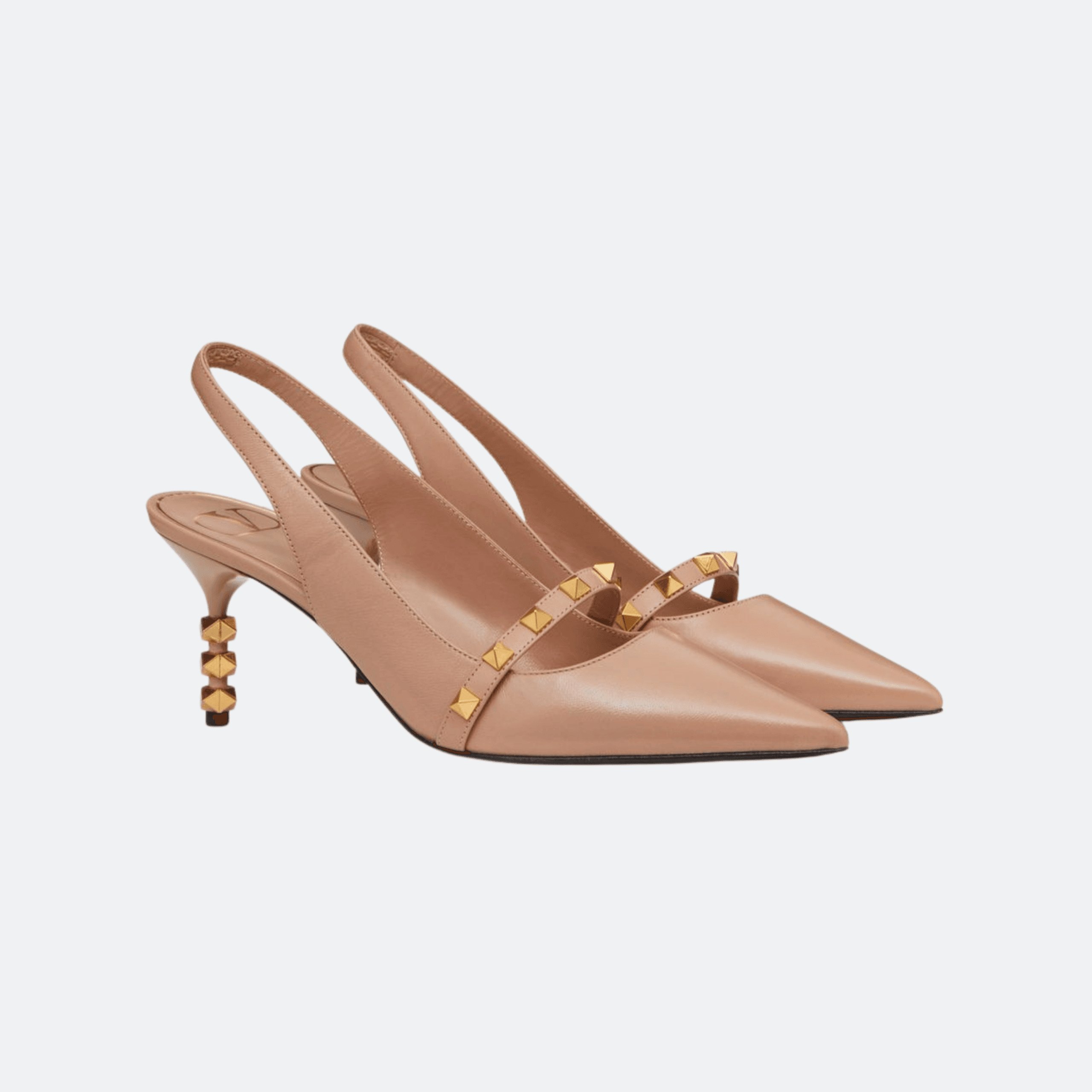 Valentino Garavani Rockstud Slingback Pump With Sculpted Heel In Kidskin 70 Mm – Rose Nude alternate
